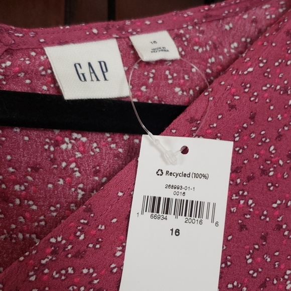 Gap dark pink print s/s midi dress with v-neck - Picture 6 of 7